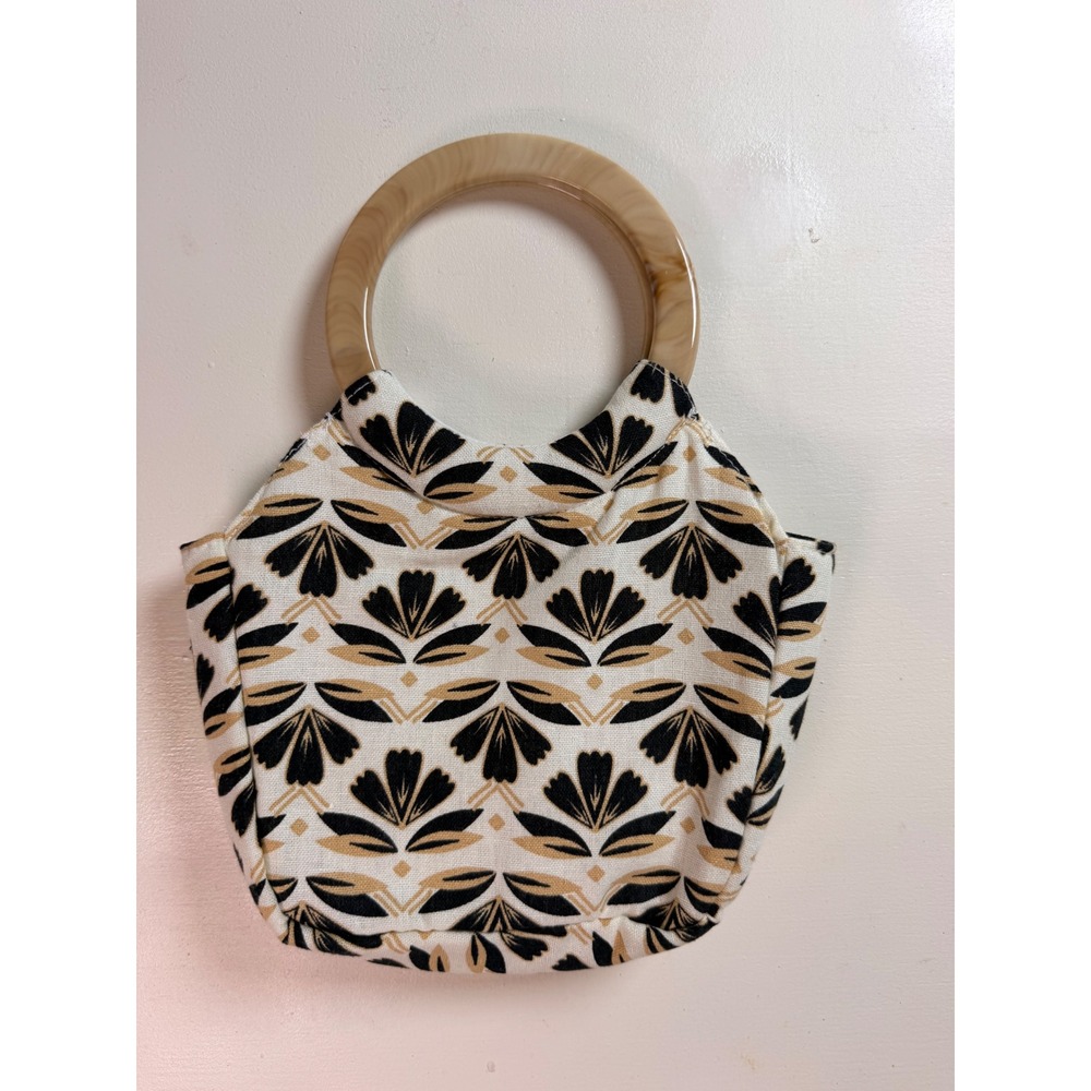 Beach Ring Handle Handbag Women Small White Black Tan Y2K  Boho Retro